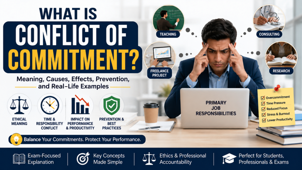 Which of the Following Most Accurately Describes a Conflict of Commitment? Full Concept Overview, Ethical Meaning, and Exam-Focused Explanation and more info