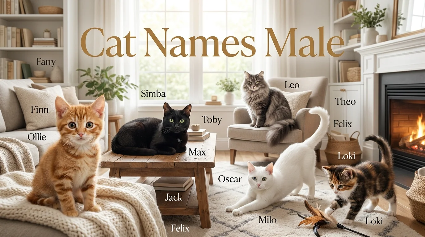 Cat Names Male Owners Will Love: The Ultimate Guide to 160+ Strong, Cute, Funny, Unique, and Adorable Name Ideas for Your New Cat.
